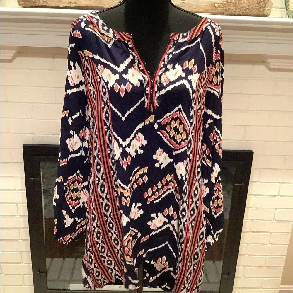 #90 Roxy Bohemian High Low Long Sleeve Mini Dress Size Medium